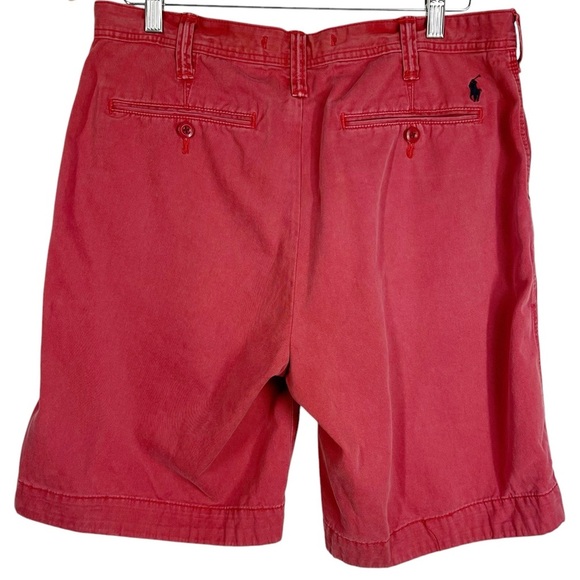 POLO RALPH LAUREN Men's Relaxed fit Medium Red Cotton Flat Front Shorts - Picture 4 of 9